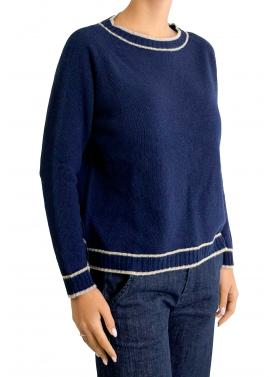 Maglione con bordi a contrasto di colore girocollo 